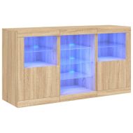 Сайдборд с LED светлини, сонома дъб, 123x37x67 см