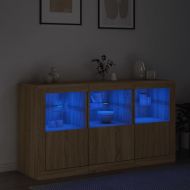 Сайдборд с LED светлини, сонома дъб, 123x37x67 см