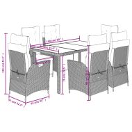 Градински трапезен комплект 7 части възглавници черен полиратан
