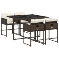 Градински комплект с възглавници 5 части кафяв полиратан