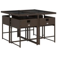 Градински комплект с възглавници 5 части кафяв полиратан