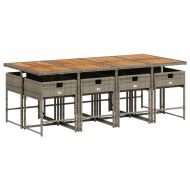 Градински трапезен комплект 9 части с възглавници сив полиратан