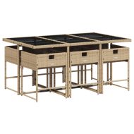 Градински комплект с възглавници 7 части бежов микс полиратан