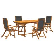 Градински трапезен комплект, 5 части, акация масив и textilene