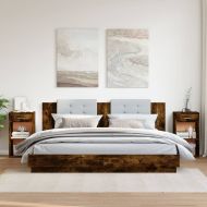 Нощни шкафчета 2 бр опушен дъб 35x34x65 см инженерно дърво