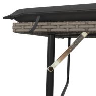 Градинска пейка с възглавници и табуретка, сива, полиратан