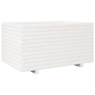 Градински сандък, бял, 90x60x49,5 см, масивна борова дървесина