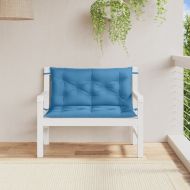 Възглавници за градински пейки 2 бр сини 100x50x7 см плат