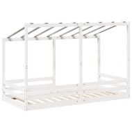 Детско легло с покрив, бяло, 100x200 см, борово дърво масив