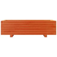 Градинска кашпа, восъчнокафява, 90x40x26,5 борово дърво масив