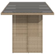 Градинска маса със стъклен плот бежова 190x80x75 см полиратан
