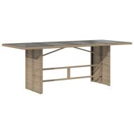 Градинска маса със стъклен плот бежова 190x80x75 см полиратан