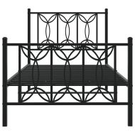 Метална рамка за легло с горна и долна табла, черна, 80x200 см