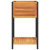 Градинска кашпа с рафт 45x45x80 см масивна акация и стомана