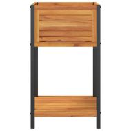 Градинска кашпа с рафт 45x45x80 см масивна акация и стомана