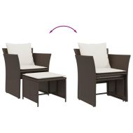 Градински стол с табуретка за крака кафяв полиратан