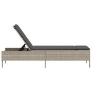 Шезлонг с шалте, светлосив, полиратан