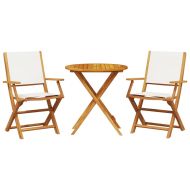 Бистро комплект, 3 части, кремавобял, плат и дърво масив