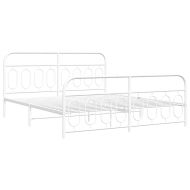 Метална рамка за легло с горна и долна табла, бяла, 193x203 см