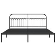 Метална рамка за легло с горна табла, черна, 183x203 см