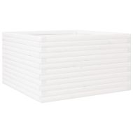 Градински сандък, бял, 80x80x46 см, борово дърво масив