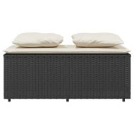 Градински комплект от 3 части с възглавници черни полиратан