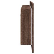 Шкаф с LED огледало за баня, кафяв дъб, 100x12x45 см