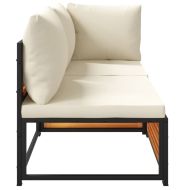 Градински диван с възглавници, 2-местен, масивна акация