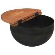 Комплект маси за кафе, 2 части, черен, регенерирано дърво масив