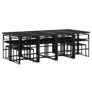 Външен трапезен комплект 13 части с възглавници черен полиратан