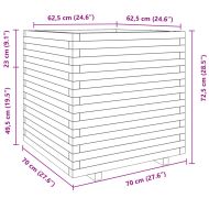 Градинска кашпа, восъчнокафява, 70x70x72,5см борово дърво масив