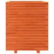 Градинска кашпа, восъчнокафява, 60x60x72 см, борово дърво масив