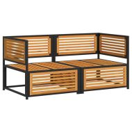 Градински комплект дивани с възглавници от 2 части акация масив