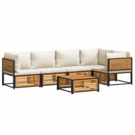 Градински диван с възглавници, 6 части, масив акация