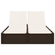 Двоен шезлонг със възглавници, кафяв, полиратан