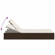 Двоен шезлонг със възглавници, кафяв, полиратан