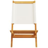 Сгъваеми градински столове, 6 бр, кремави, плат и дърво масив