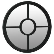 Градинско огледало, черно, 60x4 см, желязо, кръгло, за открито