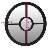 Градинско огледало, черно, 60x4 см, желязо, кръгло, за открито