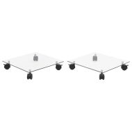 Стойки за саксии с колела 2 бр закалено стъкло 35x35 см квадрат