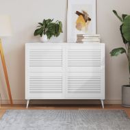 Врати за шкафове решетен дизайн 4 бр бял 39,5x59,4 см бор масив