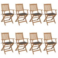 Сгъваеми градински столове, 8 бр, с възглавници, акация масив