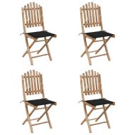 Градински трапезен комплект сгъваем възглавници 5 части бамбук