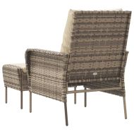 Градински стол с табуретка за крака светлокафяв полиратан