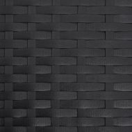 Градински стол с табуретка за крака черен полиратан