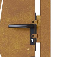 Градинска порта 100x125 см, дизайн с кортенова стомана и трева