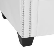 Г-образен Честърфийлд диван изкуствена кожа бял