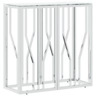 Конзолна маса сребро 70x30x70 см неръждаема стомана и стъкло