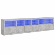 Сайдборд с LED светлини, бетонно сив, 283x37x67 см