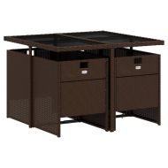 Градински комплект с възглавници 5 части кафяв полиратан